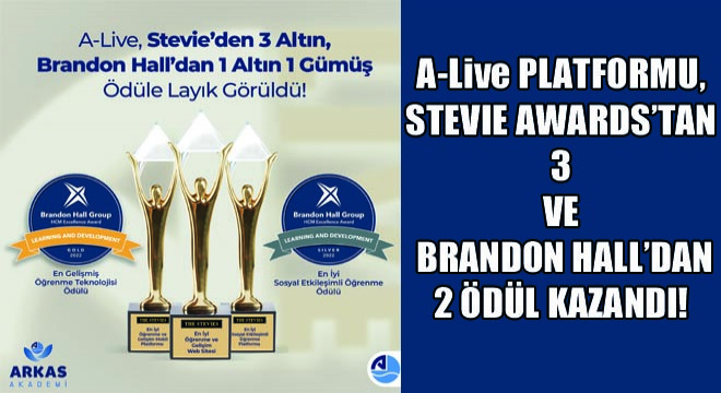 A-Live Platformu, Stevie Awards'tan 3 ve Brandon Hall'dan 2 Ödül Kazandı!