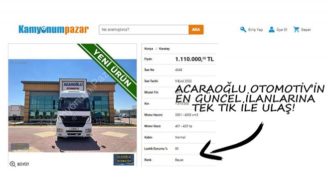 Acaraoğlu Otomotiv'in En Güncel İlanlarına Tek Tık İle Ulaş!