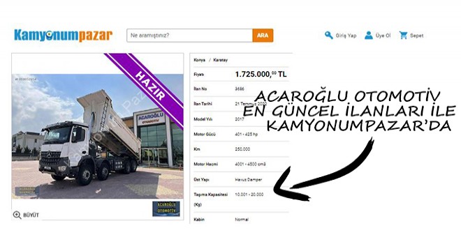Acaroğlu Otomotiv En Güncel İlanları ile Kamyonumpazar'da