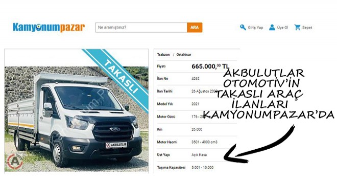 Akbulutlar Otomotiv'in Takaslı Araç İlanları Kamyonumpazar.com'da
