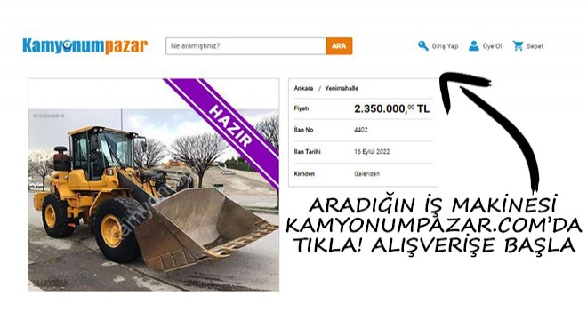 Aradığın İş Makinesi Kamyonumpazar.com'da.. Tıkla! Alışverişe Başla