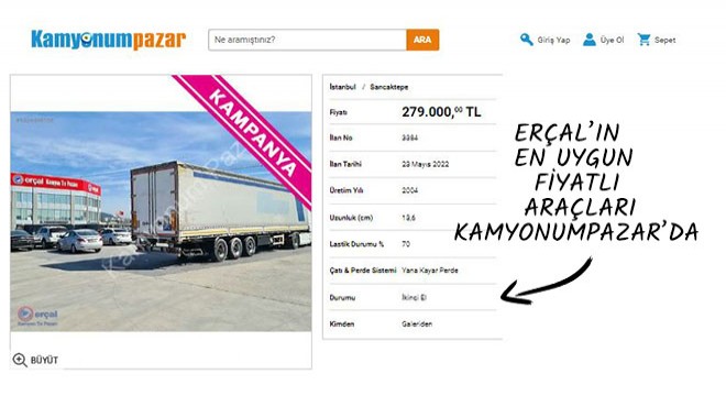 Erçal'ın En Uygun Fiyatlı Araçları Kamyonumpazar'da