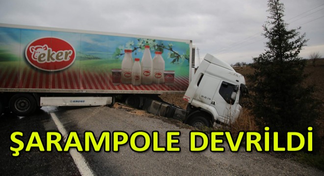 Manisa'da Tır Şarampole Devrildi