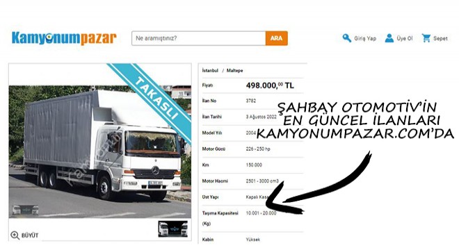 Şahbay Otomotiv'in En Güncel İlanları Kamyonumpazar'da!