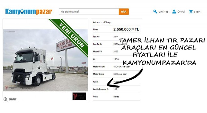 Tamer İlhan Tır Pazarı Araçları En Güncel Fiyatları ile Kamyonumpazar.com'da!