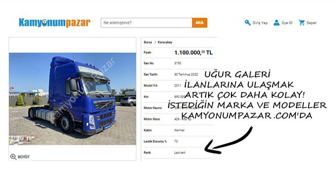 Uğur Galeri İlanlarına Ulaşmak Artık Çok Daha Kolay!  İstediğin Marka ve Modeller Kamyonumpazar.com'da