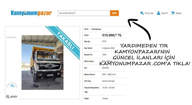 Yardımeden Tır Kamyon Pazarı'nın Güncel İlanları için Kamyonumpazar.com'a Tıkla!