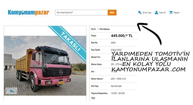 Yardımeden Tomotiv'in İlanlarına Ulaşmanın En Kolay Yolu Kamyonumpazar.com